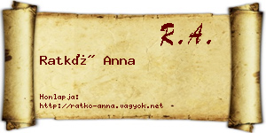 Ratkó Anna névjegykártya